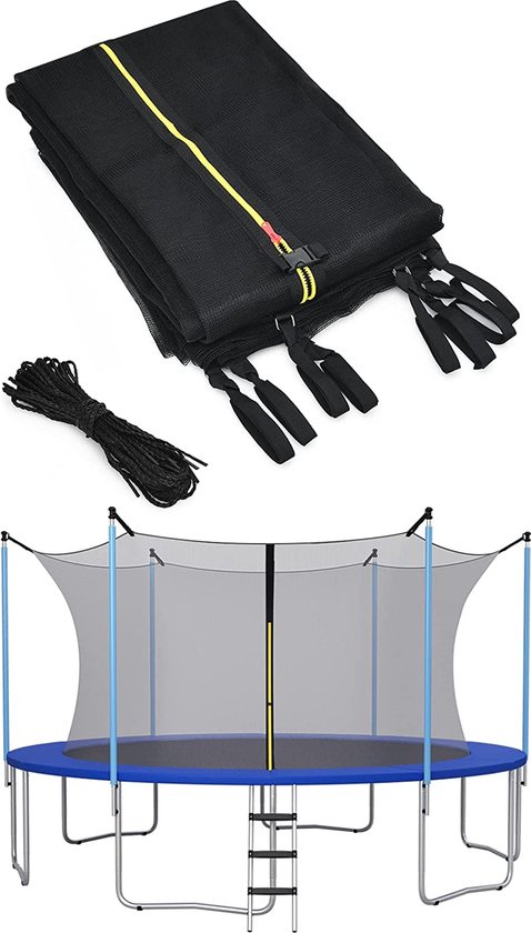 Diameter 487 cm Trampoline Veiligheidsnet voor Tuin Trampolines, Reservenet Binnenkant met Rits en Gespen, 6 Palen, Netto Hoogte 180 cm-10022