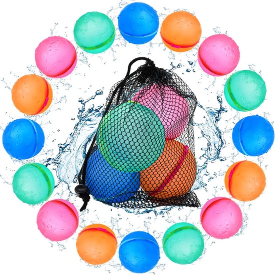 DreamGoods 16x Herbruikbare Waterballonnen Deluxe - 16 Stuks - Waterbalonnen Zelfsluitend - Herbruikbaar - Duurzaam - Waterspeelgoed - Buitenspeelgoed