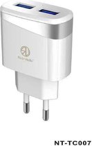 Oplader Rico Vitello voor Samsung, voor iPhone, thuislader 2.4A , home charger, universele travel charger wit, CE certificate