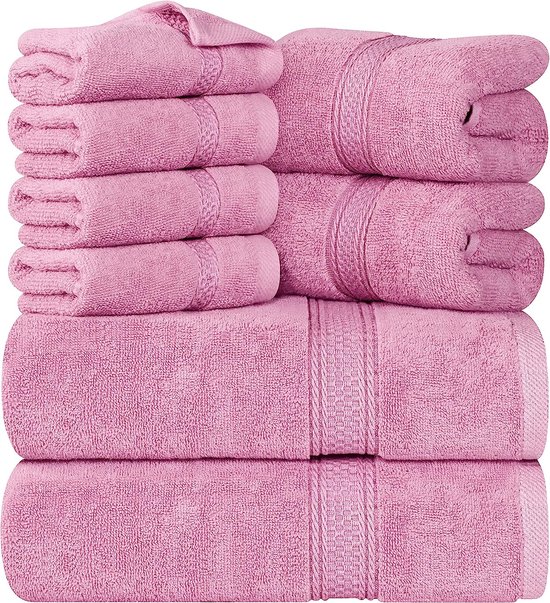 8-Delige Handdoekset - 2 badhanddoeken, 2 handdoeken en 4 Washandjes  Katoen... | bol