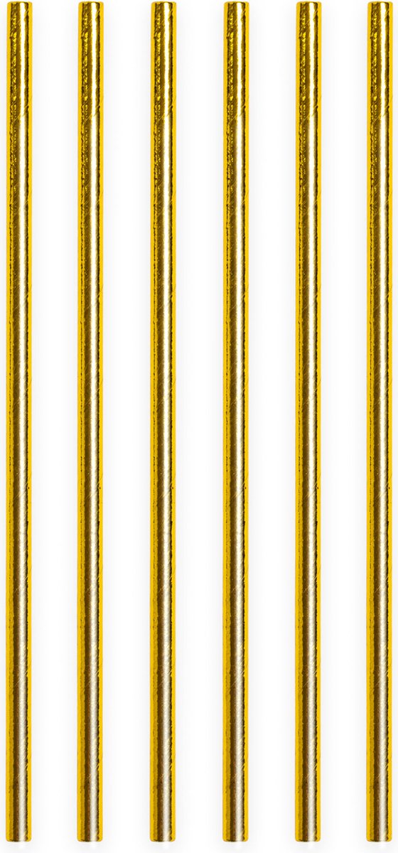 20 Papieren rietjes Metallic Goud - 6mm x 197mm