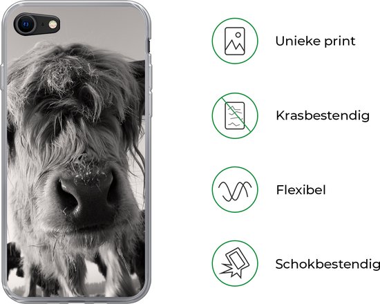 Coque iPhone 7 - Highlander écossais - Zwart - Wit - Animaux - Coque de téléphone en Siliconen