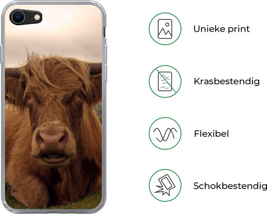 Convient pour la coque iPhone SE 2020 - Highlander écossais - Animaux - Berg - Coque de téléphone en Siliconen
