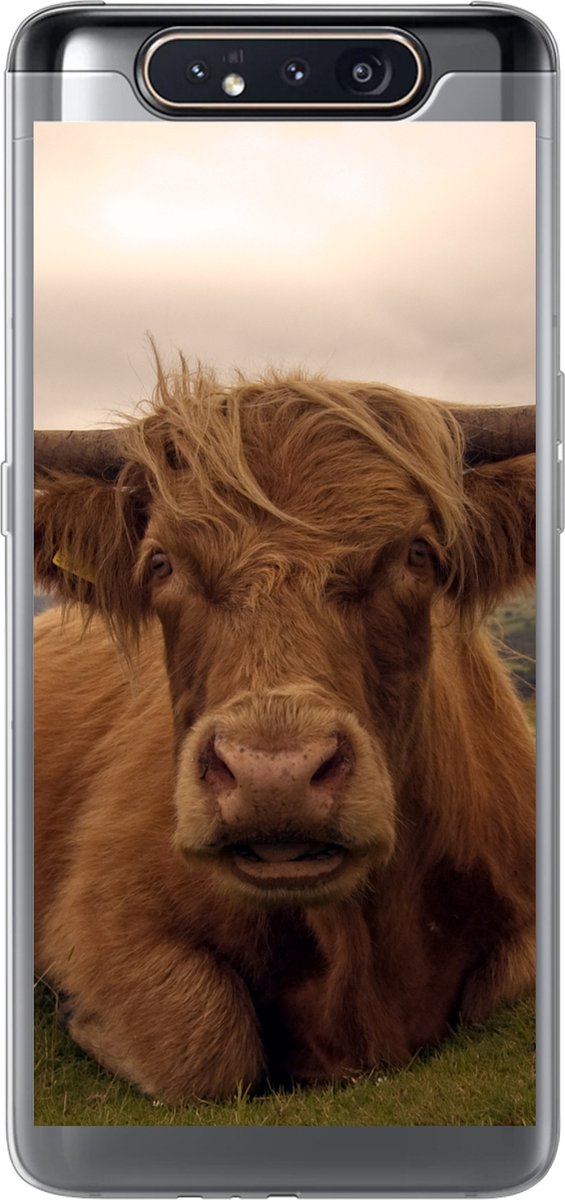Telefoonhoesje Geschikt voor Samsung Galaxy A80 hoesje - Schotse Hooglander - Dieren - Berg - Siliconen Telefoonhoesje Telefoonhoesje