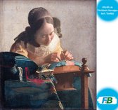F4B De Kantwerkster Diamond Painting 40x40 cm | Vierkante Steentjes | Johannes Vermeer | Diamond Painting Pakket Volwassenen | Volledig Dekkend | Kunst