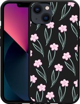 Cazy Case Zwart pour iPhone 13 Fleurs Roses