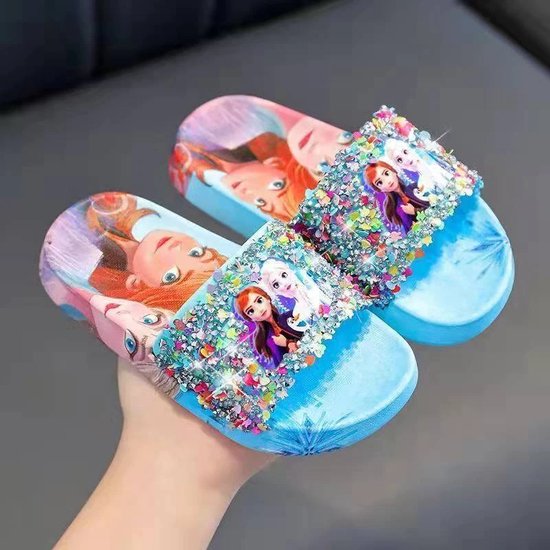 Frozen Slippers - Maat: 24 - Frozen Elza Slippers - Frozen Flip Flops -  Blauwe... | bol.com