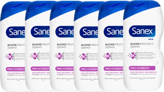 Sanex - Douchegel – Dermo Pro Hydrate - Zeer Droge huid - 6 x 500 ML -  Voordeelverpakking | bol