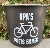 Emmer - 12 Liter- Met tekst: Opa's fiets poets emmer - mountainbike - wielrennen - e bike - Ebike - E-Bike - opa - kleur Blauw - cadeauKado - Verjaardag - Feest - Feestje - Partij - Partijtje - Feesten - Poetsen - Jarig Feestelijk - Tuinieren - Tuin