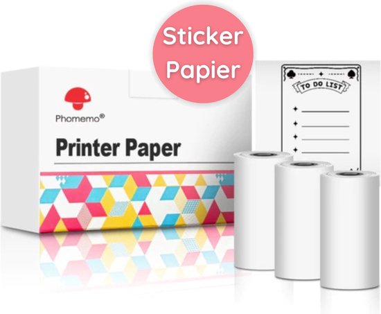 Phomemo® Stickerpapier Voor Fotoprinter/mini pocket Printer - 3 rollen