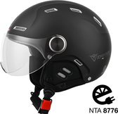 DEMM Speed Pedelec helm 2 - NTA 8776 Geschikt als Fiets Snorfiets Scooter Brommer Helm - Vespa jethelm met vizier - Volwassenen - S - Mat Zwart - Gratis helmtas