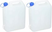 Jerrycan voor water - 2x - 15 liter - Kunststof - met kraantje en dop - Camping