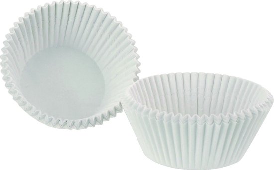 Muffin en cupcakes maken vormpjes - papier - wit - set 200x stuks - 5 cm