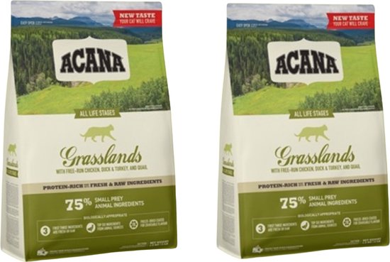 Foto: Acana cat grasslands kattenvoer 2x 4 5 kg voordeelverpakking