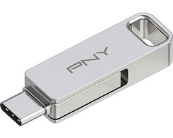 PNY PNYFDI64GDULINKTYC - OTG USB 3.2 Type-C & Type A 64GB Métal Argent