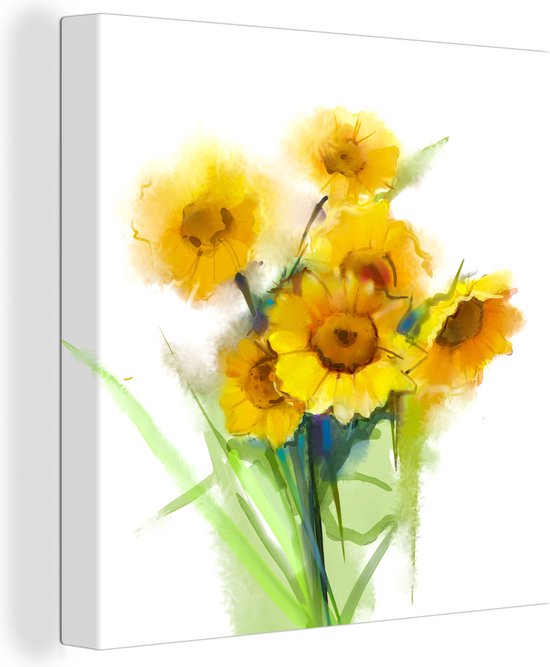 Tableau Peinture à l'Huile - Tournesols - Couleurs - 90x90 cm - Décoration murale