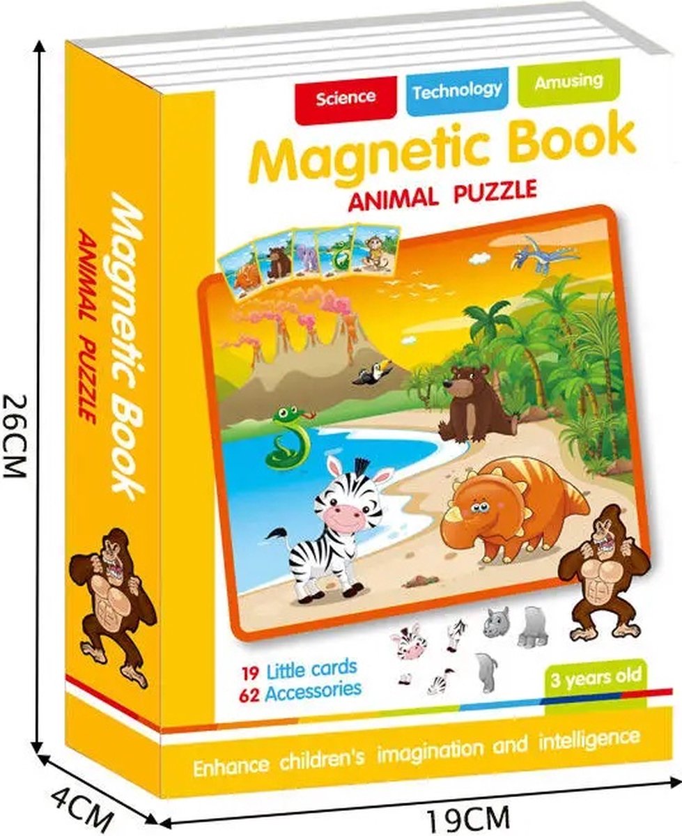 Puzzle 3D en Bois pour Enfant, Jouets d'Intelligence, Animaux de Dessin  Animé