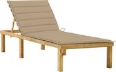 vidaXL Chaise longue avec kussen beige Bois de pin imprégné