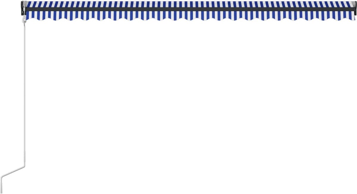 VidaXL Luifel met windsensor en LED 500x300 cm blauw en wit