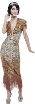 Smiffy's - Jaren 20 Danseressen Kostuum - Gouden Jaren 20 Flapper Jurk Charlotte Vrouw - Goud - Large - Carnavalskleding - Verkleedkleding