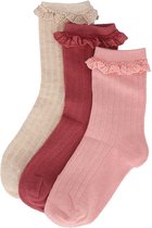 iN ControL 3pack RIB socks RUFFLE pink 23/26