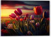 Acrylglas - Kleurrijke Tulpen in Bloemenveld - 40x30 cm Foto op Acrylglas (Wanddecoratie op Acrylaat)