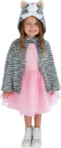 Smiffy's - Poes & Kat Kostuum - Gestreepte Huiskat Cape Kind - Grijs - Small / Medium - Carnavalskleding - Verkleedkleding