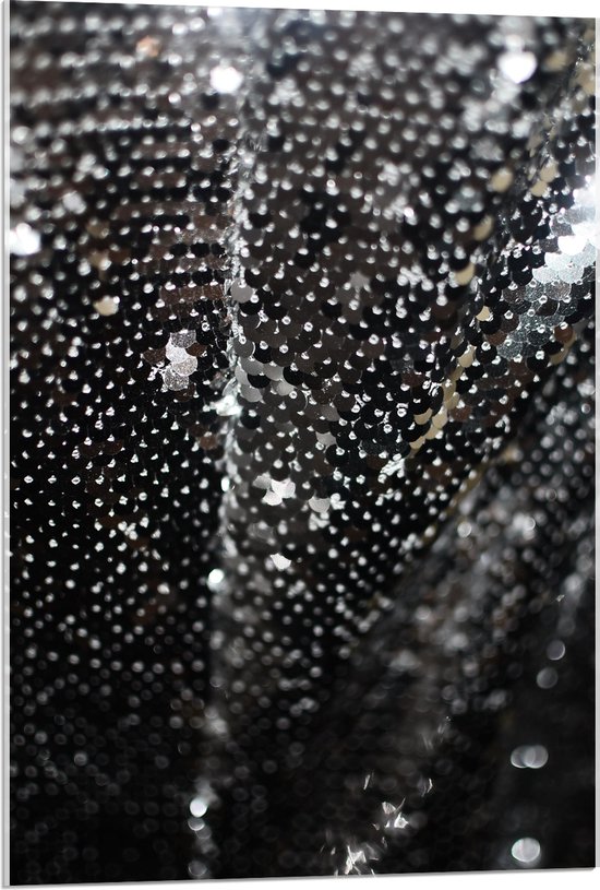 Acrylglas - Close-up van Zilveren Stof - 60x90 cm Foto op Acrylglas (Wanddecoratie op Acrylaat)