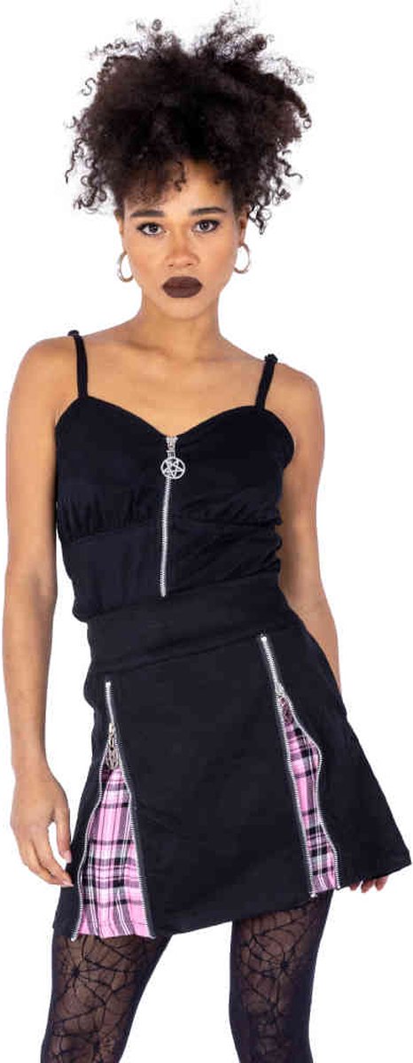 Heartless - Peekaboo Korte rok - XL - Zwart/Roze