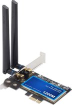 Carte réseau PCI-E Wi-Fi et Bluetooth - BT4. 0 - 802.11a/g/n/ac - 2.4Ghz/5Ghz - 1200Mbps - Zwart