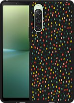 Cazy Hoesje Zwart geschikt voor Sony Xperia 10 V Happy Dots