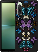 Cazy Hoesje Zwart geschikt voor Sony Xperia 10 V Vlinder Symmetrie