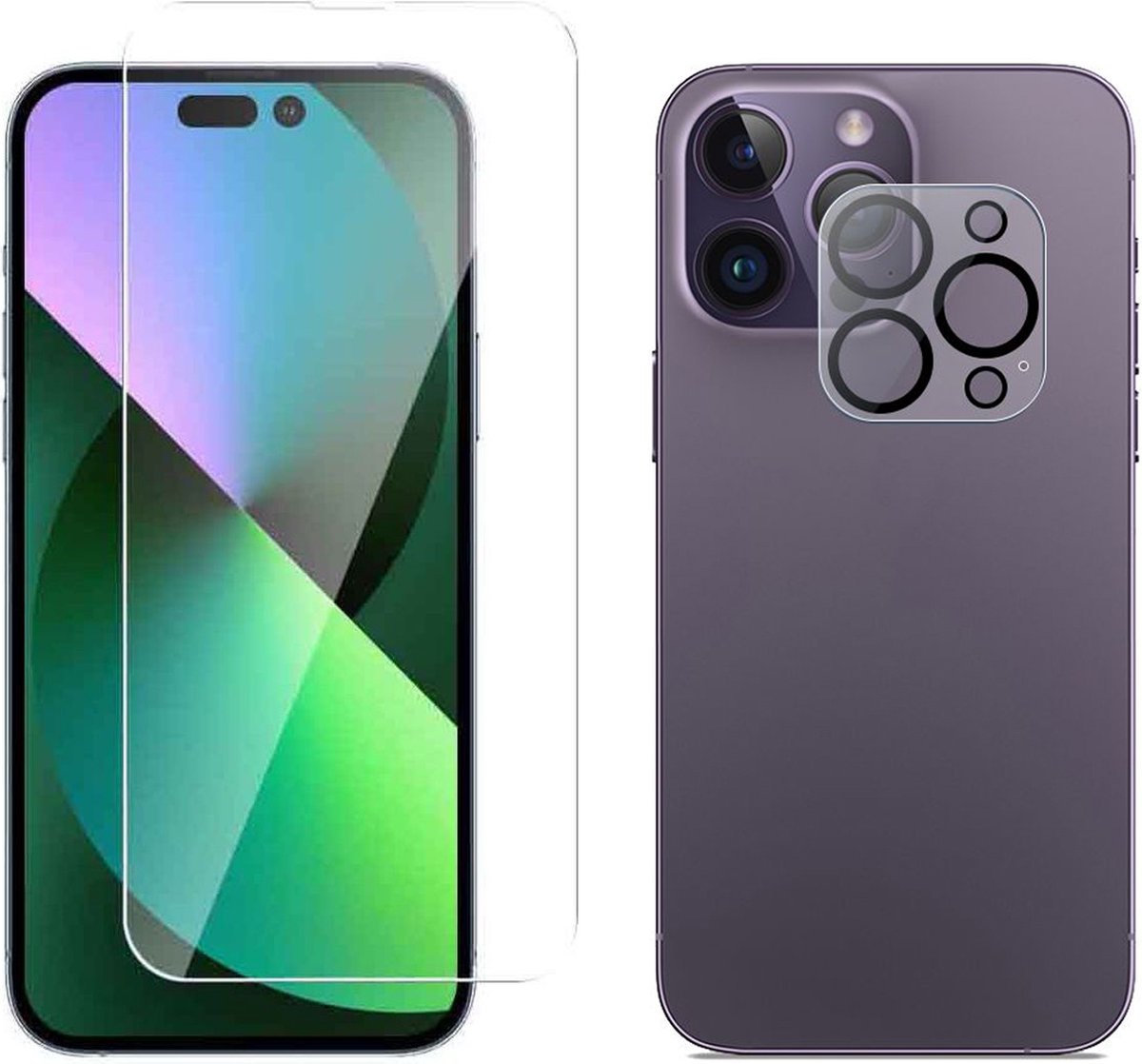 Mobigear Screenprotector geschikt voor Apple iPhone 14 Pro Max Glazen | Mobigear 2in1 Screenprotector,Camera Protector - Case Friendly