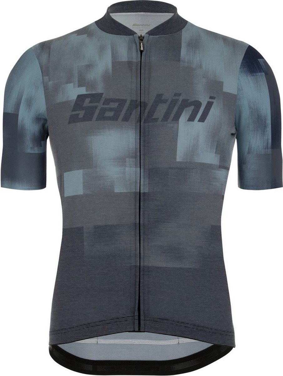 Santini Fietsshirt Korte Mouwen Heren Blauw Grijs - Forza Indoor Training Jersey Nautica Blue - XXL