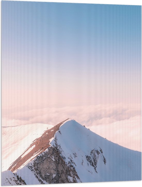 Vlag - Bergen - Sneeuw - Wolken - Bergtop - 75x100 cm Foto op Polyester Vlag