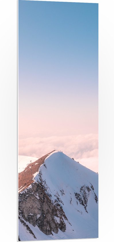PVC Schuimplaat- Bergen - Sneeuw - Wolken - Bergtop - 40x120 cm Foto op PVC Schuimplaat