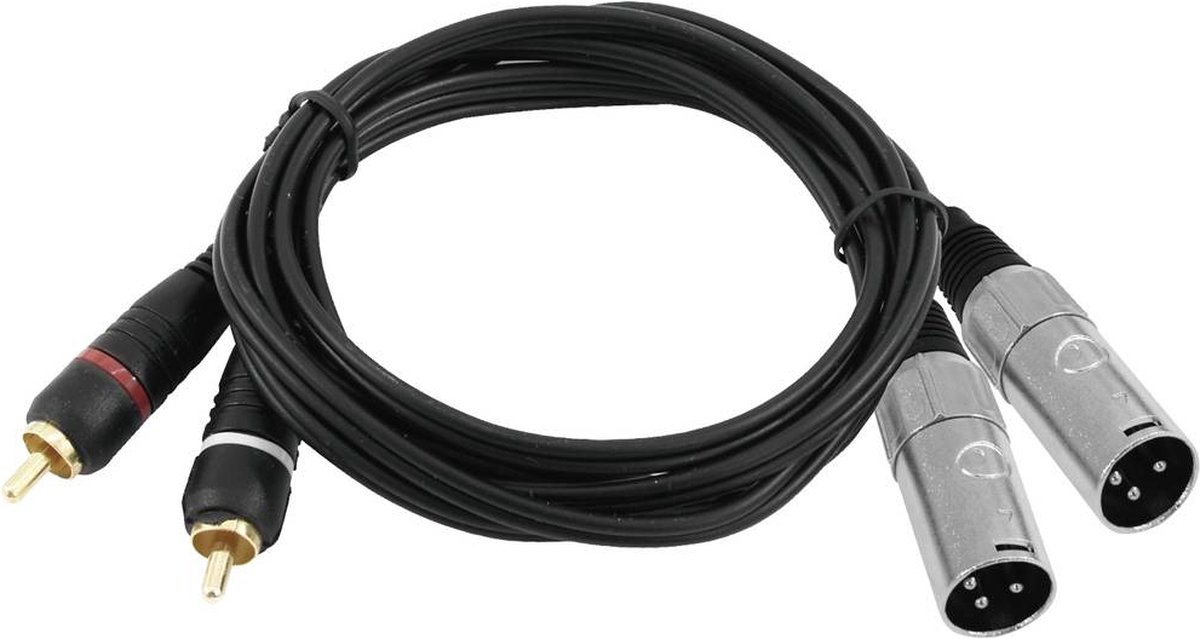 Omnitronic 3022522D XLR Adapterkabel [2x XLR-stekker 3-polig - 2x Cinch-stekker] 3.00 m Zwart