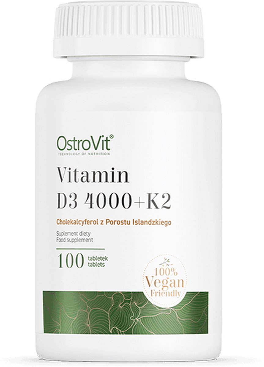 Vitaminen - Vitamin D3 4000 + K2 - Vegan -100 Tablets - OstroVit