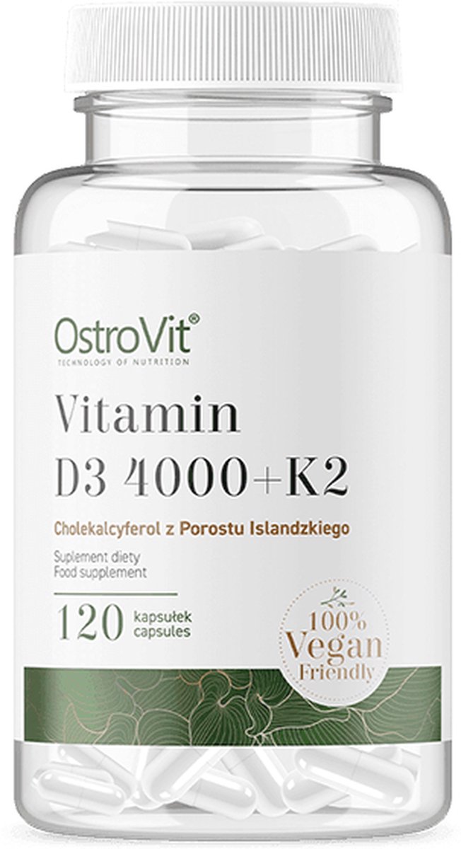 Vitaminen - OstroVit Vitamin D3 4000 + K2 VEGE 120 capsules - 120 Capsules