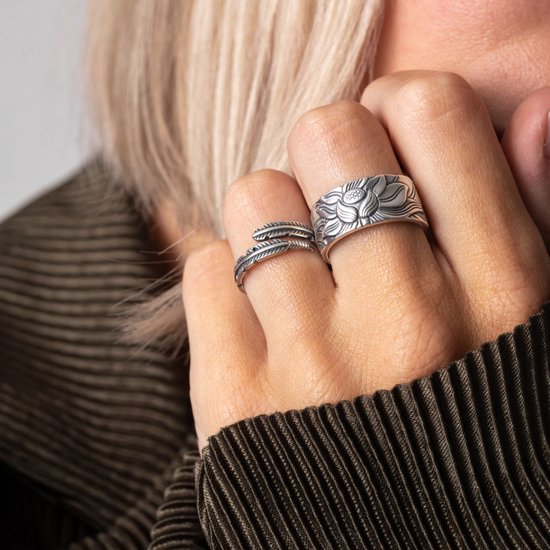 Vintage zilveren bloem ring - Moon flower vintage