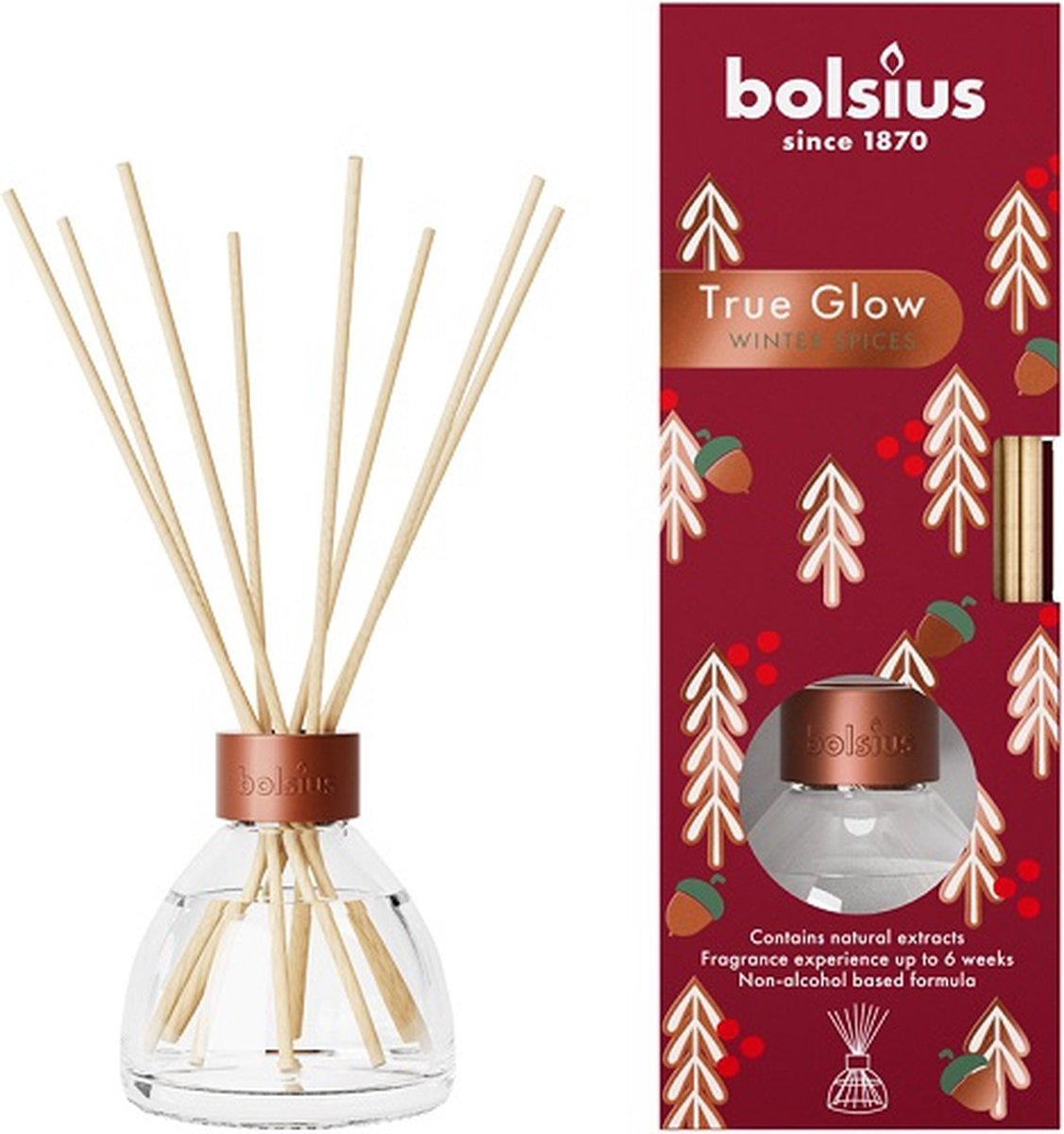 6 stuks Bolsius geurstokjes winter spices geurverspreiders 45 ml True Freshness