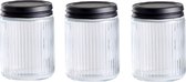 Set de Bocaux de conservation de Luxe - 0,3 litre - 3 pièces - Café - Avec couvercle - Haute qualité - Verrouillable hermétiquement - Rangement de cuisine - Boîtes à croquettes