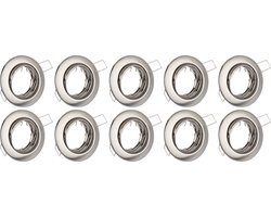 Spot Armatuur 10 Pack - GU10 Inbouwspot - Rond - Chroom - Aluminium - Kantelbaar Ø82mm