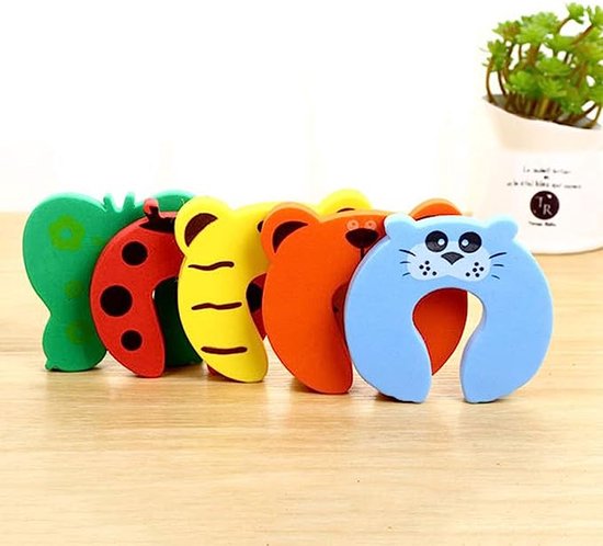 Waledano® Deurstoppers van Foam - Deurstoppers Schuim voor kinderen - 5 Stuks Willekeurige Kleur - Veiligheids Deurstopper / Kind / Baby / Dieren - Vinger bescherming - Klem bescherming voor Deuren en Ramen