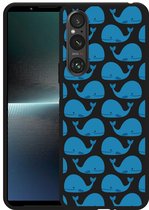 Cazy Hoesje Zwart geschikt voor Sony Xperia 1 V Whales
