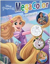Disney Princess - Megacolor blauw - kleurboek met stickers en wel +/- 130 kleurplaten - prinsessen - knutselen - kleuren - tekenen - creatief - verjaardag - kado - cadeau