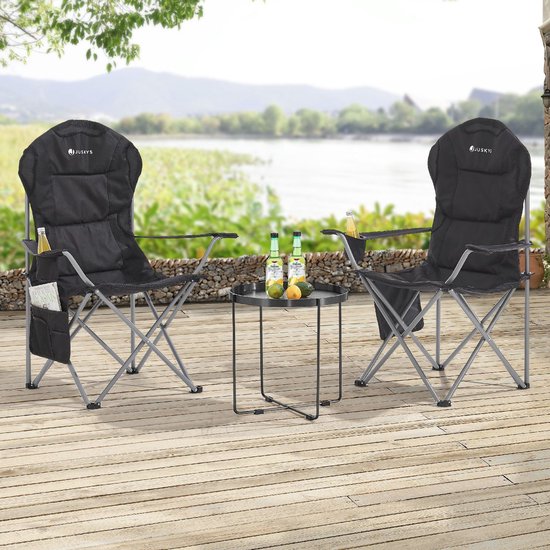 Inklapbare Campingstoel / Vouwstoel Lido - Zwart - Incl. Opbergtas — afbeelding 5