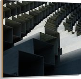 Hout - Patroon van Donkergekleurde Vakken - 100x100 cm - 9 mm dik - Foto op Hout (Met Ophangsysteem)