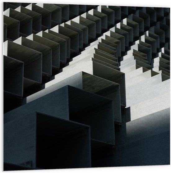 PVC Schuimplaat- Patroon van Donkergekleurde Vakken - 100x100 cm Foto op PVC Schuimplaat