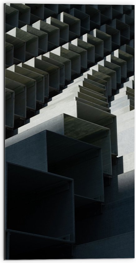 Dibond - Patroon van Donkergekleurde Vakken - 50x100 cm Foto op Aluminium (Met Ophangsysteem)